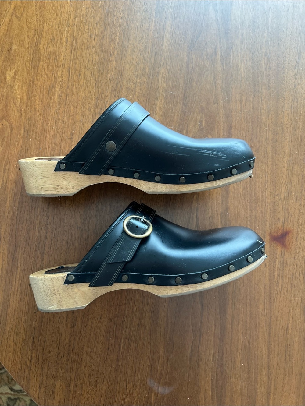 Isabel Marant Black Leather Buckle Clogs with Wood Sole - Picture 3 of 3